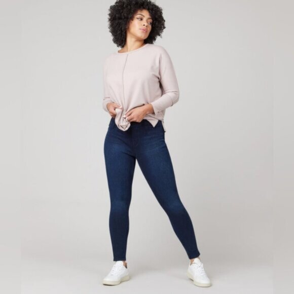 SPANX Jean-ish Ankle Leggings Blue Dark Wash Jeggings size Large - Picture 14 of 14